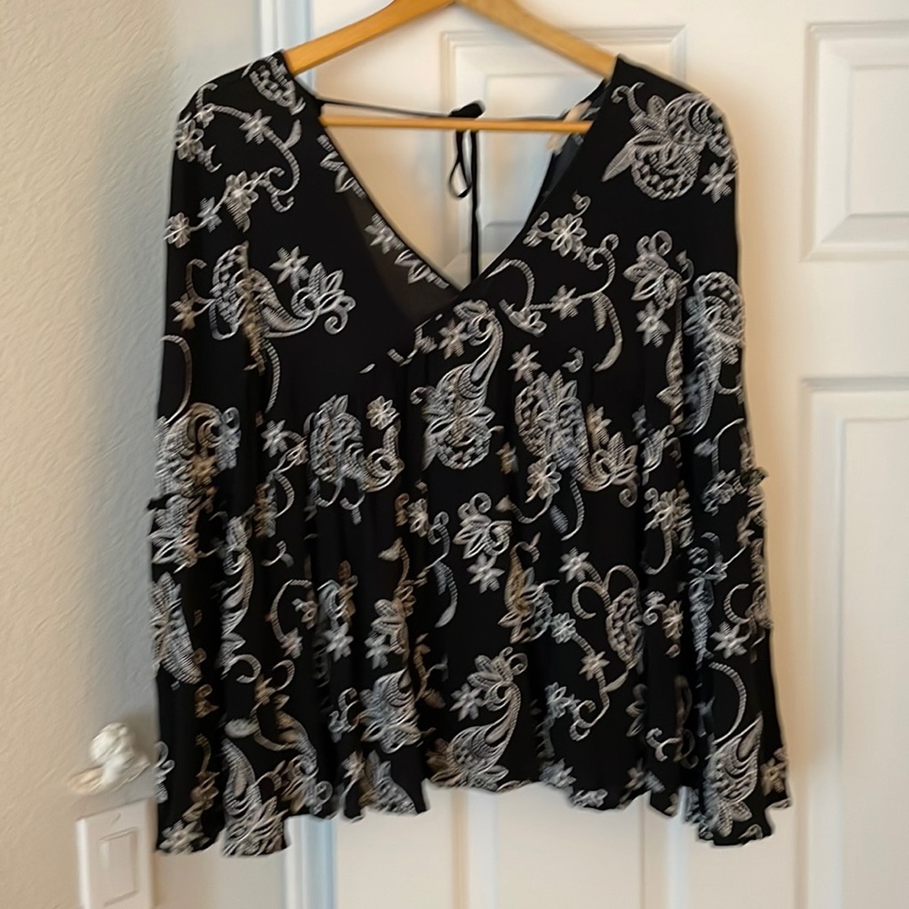 COPY - Altared State Small Black with white embroidery top